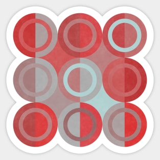 Geometric Shapes Grey Red Circles Sticker